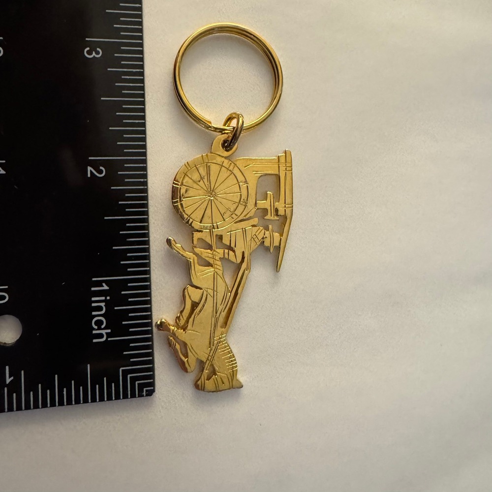 Vintage Antique Gold Donkey Animal‎ Farm Oil Derrick Key Chain